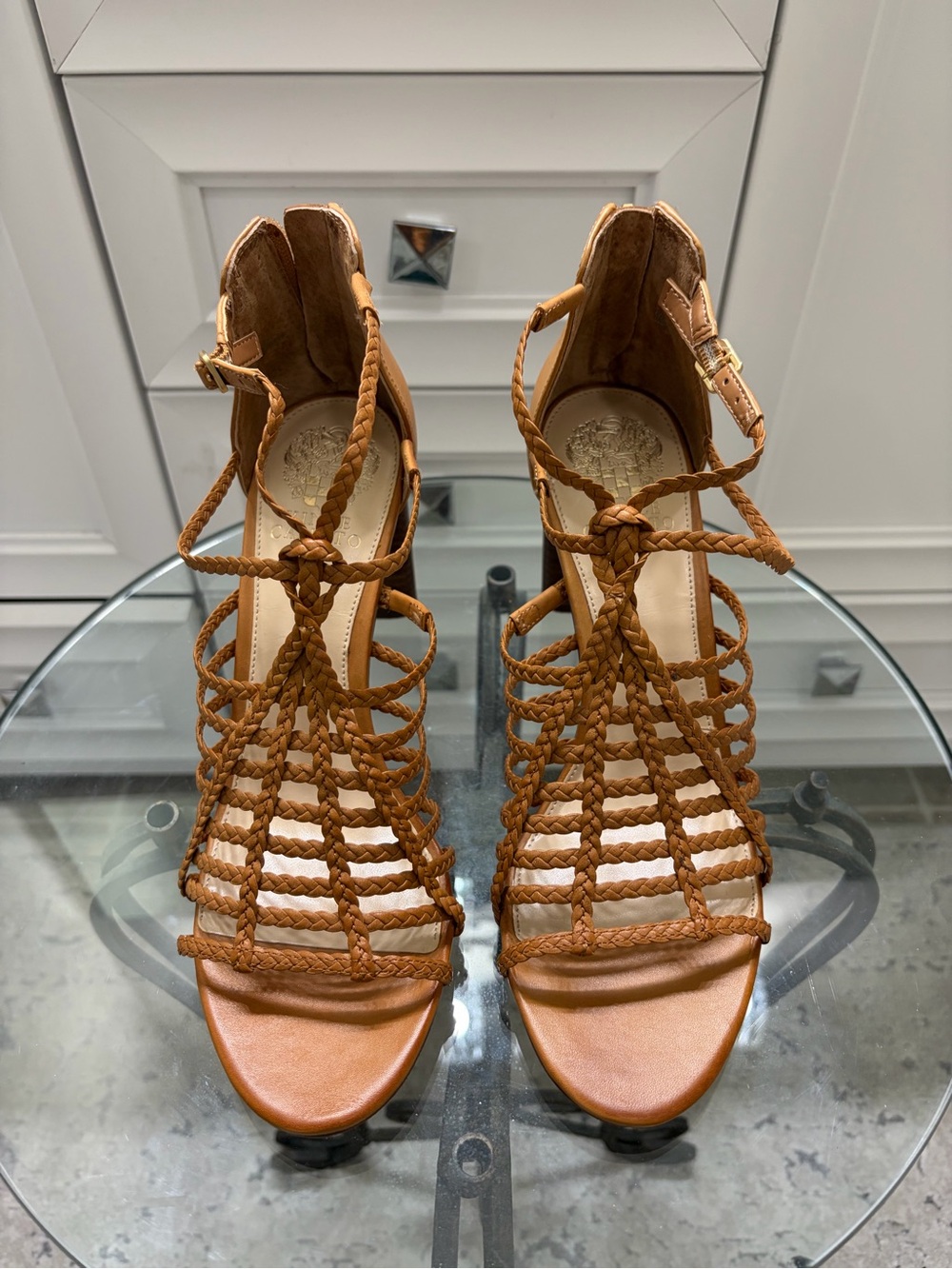 Vince Camuto Braided Tan Gladiator Sandals